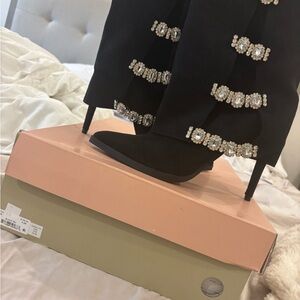 Black Stiletto Boots with Rhinestone Accents